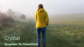  Presentation with social distancing - PPT theme consisting of woman-walking-alone-in-autumn background and a tawny brown colored foreground