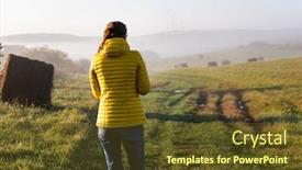  Presentation with social distancing - Slide deck consisting of woman-walking-alone-in-autumn background and a tawny brown colored foreground