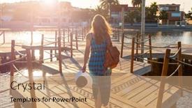  Presentation with palm tree - Theme with woman-walking-at-sunset background and a  colored foreground