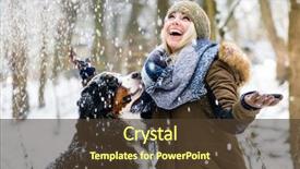  Presentation with walking together - Presentation consisting of woman walking her dog background and a tawny brown colored foreground