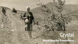  Presentation with 1950s - Colorful slide set enhanced with woman walking in mountains 1950 backdrop and a  colored foreground