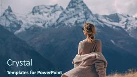  Presentation with walking nordic - PPT theme enhanced with woman-walking-in-mountains-enjoying background and a ocean colored foreground