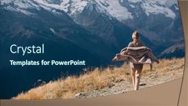  Presentation with walking nordic - Theme consisting of woman-walking-in-mountains-enjoying background and a ocean colored foreground