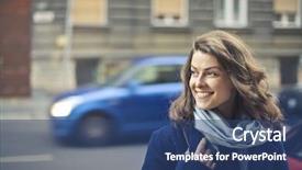  Presentation with street - Audience pleasing slides consisting of woman walking in the street backdrop and a  colored foreground