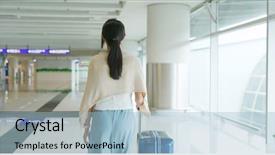  Presentation with luggage - Theme featuring woman walking into the airport background and a  colored foreground