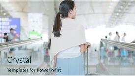  Presentation with luggage - Slides featuring woman walking into the airport background and a  colored foreground