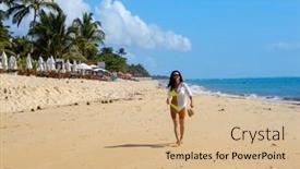  Presentation with bahia - Colorful PPT theme enhanced with woman-walking-mucug-beach-arraial backdrop and a coral colored foreground