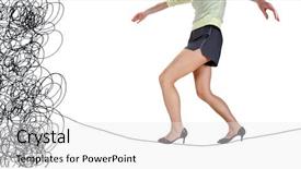  Presentation with woman world - PPT layouts featuring woman walking on a tightrope background and a white colored foreground