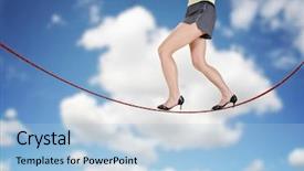  Presentation with danger - Cool new presentation theme with woman walking on a tightrope backdrop and a light blue colored foreground
