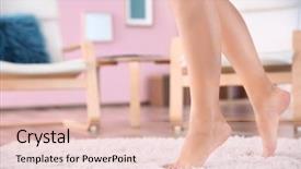  Presentation with young sing woman singing young - Slides featuring woman walking on soft carpet background and a lemonade colored foreground