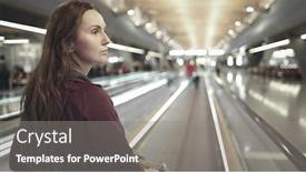  Presentation with registration - Cool new theme with woman-walking-on-speedwalk backdrop and a gray colored foreground