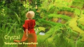  Presentation with rice - Amazing theme having woman-walking-on-tegalalang-rice backdrop and a tawny brown colored foreground