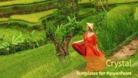  Presentation with rice - Slides having woman-walking-on-tegalalang-rice background and a tawny brown colored foreground