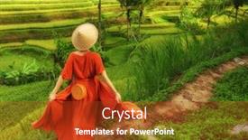  Presentation with bali - Cool new presentation theme with woman-walking-on-tegalalang-rice backdrop and a crimson colored foreground