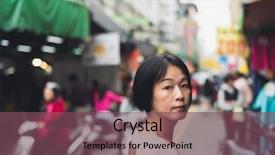  Presentation with walking - Presentation theme consisting of woman walking on the street background and a violet colored foreground