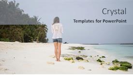 Presentation with pastel - Theme with woman-walking-on-tropical-beach background and a lemonade colored foreground