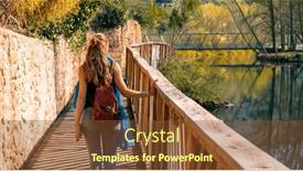  Presentation with bridge - Theme enhanced with woman-walking-on-wooden-bridge background and a tawny brown colored foreground
