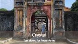  Presentation with vietnam - Amazing slide deck having woman-walking-through-an-old backdrop and a gray colored foreground