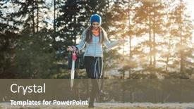  Presentation with snow - Amazing slide deck having woman-walking-thru-slushy-snow backdrop and a violet colored foreground