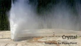  Presentation with yellowstone - Colorful presentation enhanced with woman walking towards the beehive geyser in yellowstone national park wyoming backdrop and a mint green colored foreground