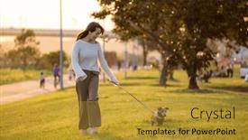  Presentation with dog park - Presentation having woman-walking-with-her-dachshund background and a  colored foreground