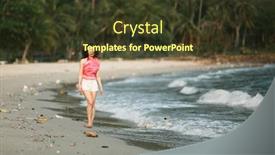  Presentation with polluted - Presentation theme having woman-walks-along-a-polluted background and a tawny brown colored foreground