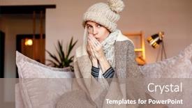  Presentation with resources - Presentation design with woman-warmly-clothed-and-hat background and a coral colored foreground