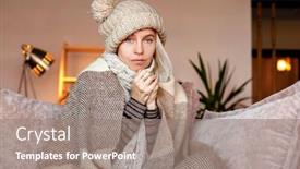  Presentation with hat - Presentation design consisting of woman-warmly-clothed-and-hat background and a gray colored foreground