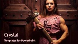  Presentation with warrior woman - Slide deck featuring busy construction - worker is using white chalk background and a light gray colored foreground