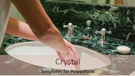  Presentation with wash - Presentation theme enhanced with woman-wash-hand-at-toilet background and a soft green colored foreground
