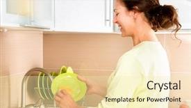  Presentation with dishwashing - Slide set enhanced with woman washing dishes kitchen dishwashing background and a blonde colored foreground
