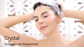  Presentation with hair - Slide set with woman washing hair in bathroom background and a lemonade colored foreground