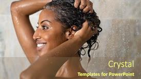  Presentation with hair spa - PPT theme featuring woman-washing-hair-showering background and a tawny brown colored foreground