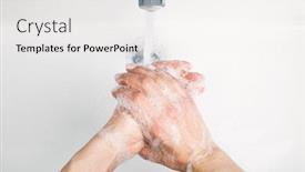  Presentation with covid coronavirus - Slide deck having woman-washing-hands-with-antibacterial background and a white colored foreground