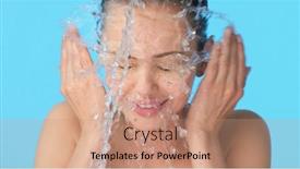  Presentation with clean water - Slide deck enhanced with woman-washing-her-clean-face background and a coral colored foreground