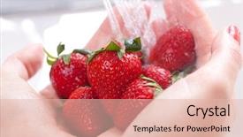  Presentation with hand washing - Cool new PPT theme with woman washing strawberries backdrop and a lemonade colored foreground