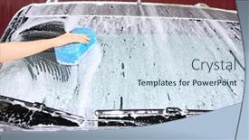  Presentation with windshield - Slide set featuring woman-washing-windshield-of-car background and a sky blue colored foreground