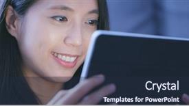  Presentation with film - Colorful slide deck enhanced with woman watch film on vr backdrop and a wine colored foreground