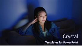  Presentation with home - Beautiful slide deck featuring woman-watch-on-cellphone backdrop and a wine colored foreground