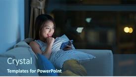  Presentation with drama - PPT layouts with woman watch video drama background and a ocean colored foreground