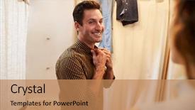  Presentation with room - Audience pleasing presentation theme consisting of woman watches her partner trying backdrop and a coral colored foreground