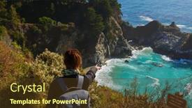  Presentation with falls - Presentation theme consisting of woman-watching-mcway-falls background and a tawny brown colored foreground