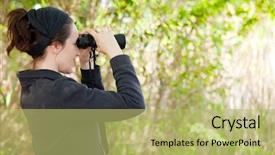  Presentation with wildlife - PPT layouts featuring woman watching wildlife in park background and a yellow colored foreground