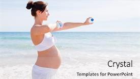  Presentation with pregnant addiction - PPT layouts featuring woman water bottle - pregnant beach sport background and a lemonade colored foreground