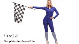  Presentation with checkered flag - Amazing presentation having woman waving a race flag backdrop and a white colored foreground