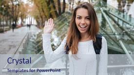  Presentation with saying - Slides featuring woman waving and saying hello background and a lemonade colored foreground