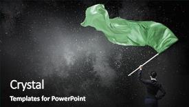  Presentation with flag - Cool new PPT theme with woman waving green flag mixed backdrop and a  colored foreground