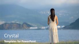  Presentation with look - PPT theme having woman-wear-dress-and-look and a teal colored foreground