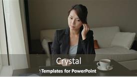  Presentation with chat - Slide set enhanced with woman-wear-earphone-to-chat background and a dark gray colored foreground