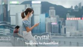  Presentation with mobile use - Presentation theme having woman-wear-face-mask background and a gray colored foreground